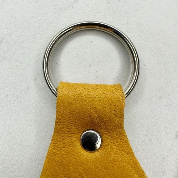 Soft Yellow Leather Keychain Keyring - Picture 4 of 8